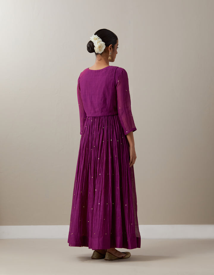Purple embroidered soft chanderi dupatta