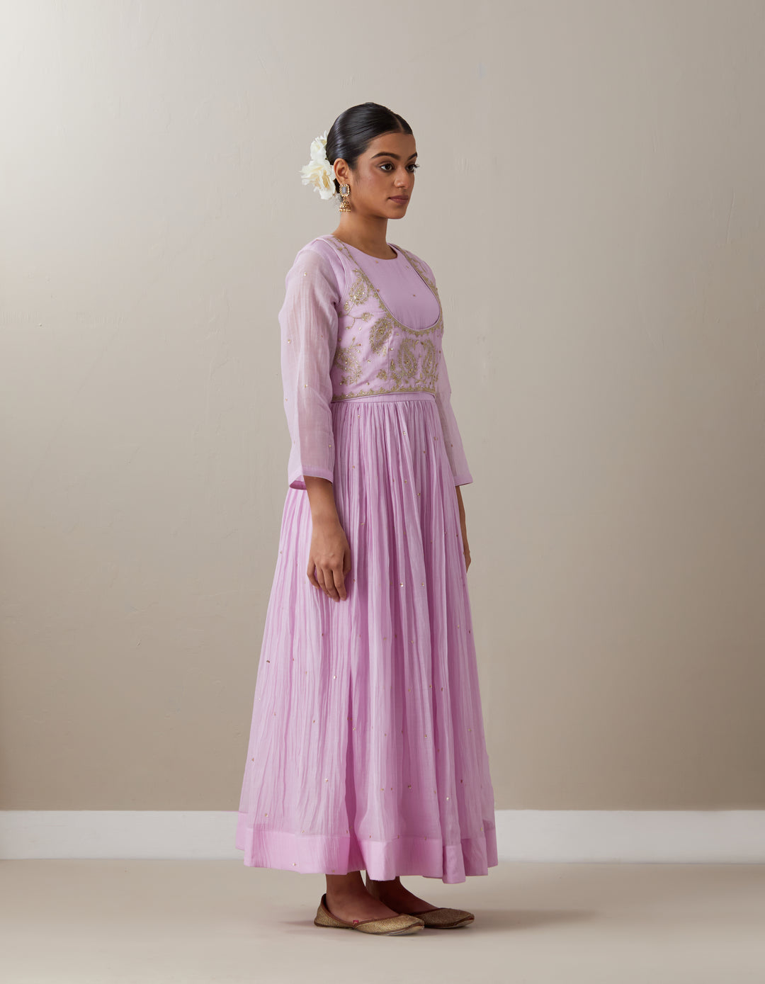 Light Pink embroidered soft chanderi dupatta