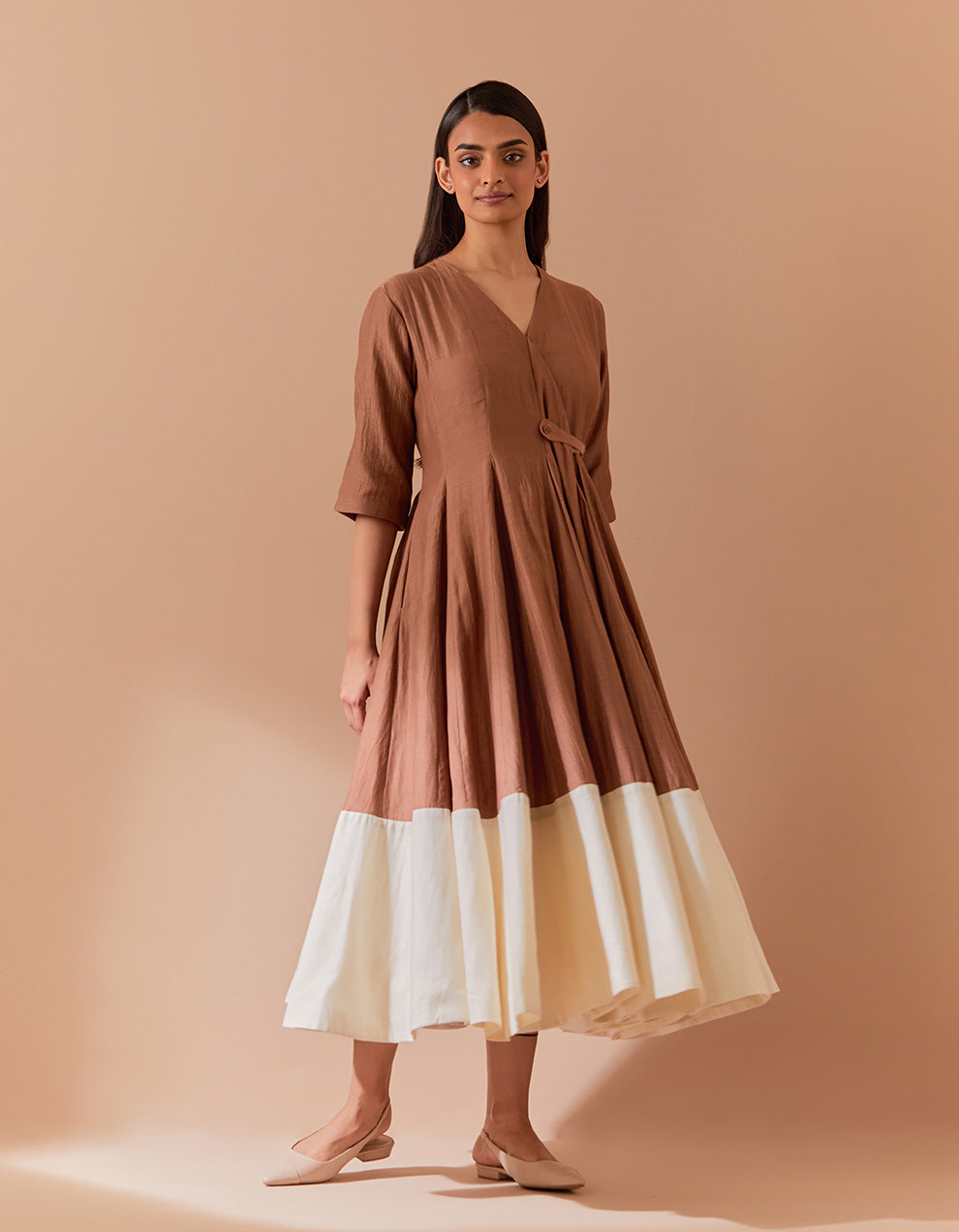 Brown soft chanderi dress