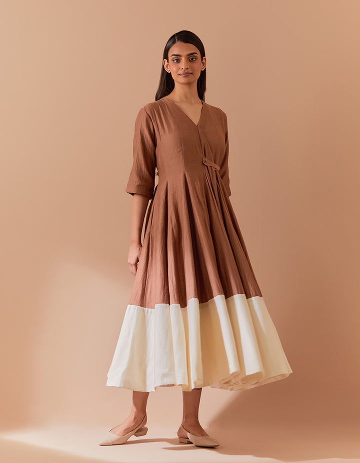 Brown soft chanderi dress