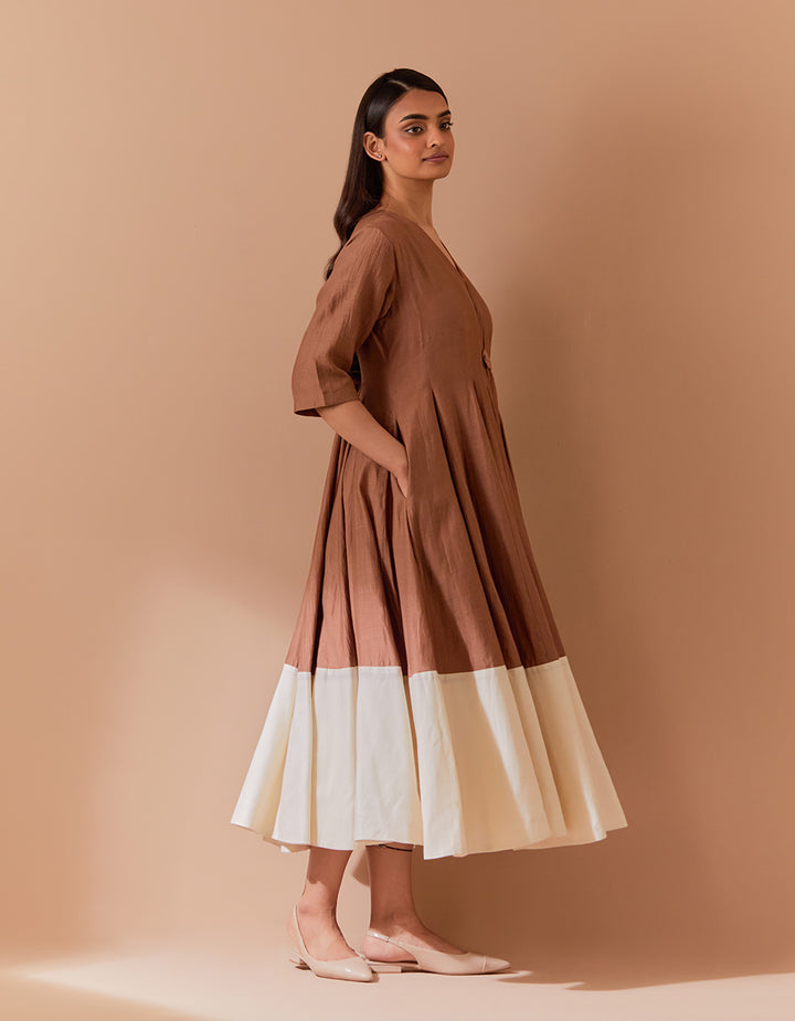 Brown soft chanderi dress