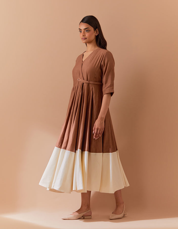 Brown soft chanderi dress