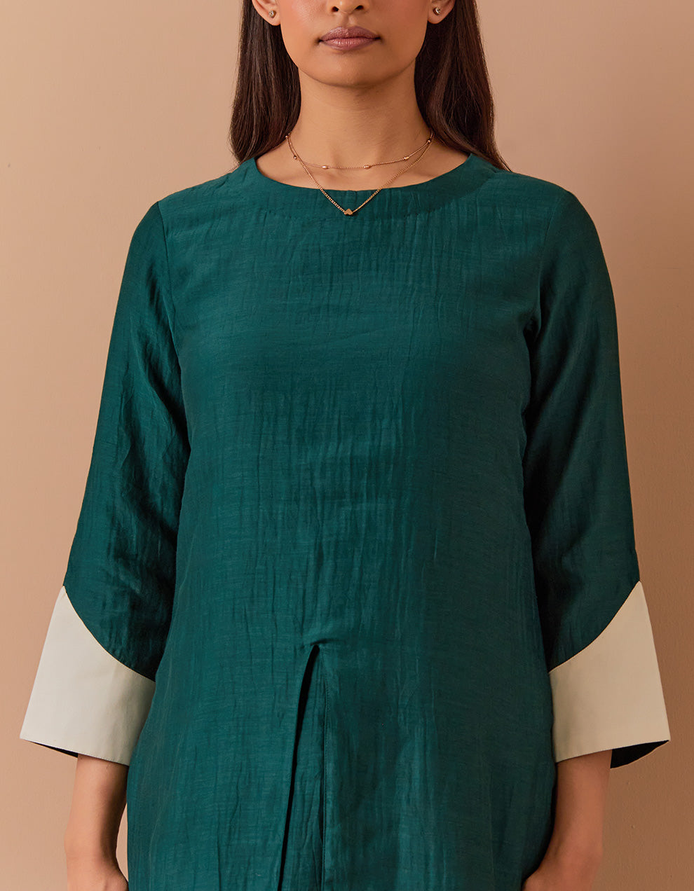 Green soft chanderi kurta with pant - Set of 2