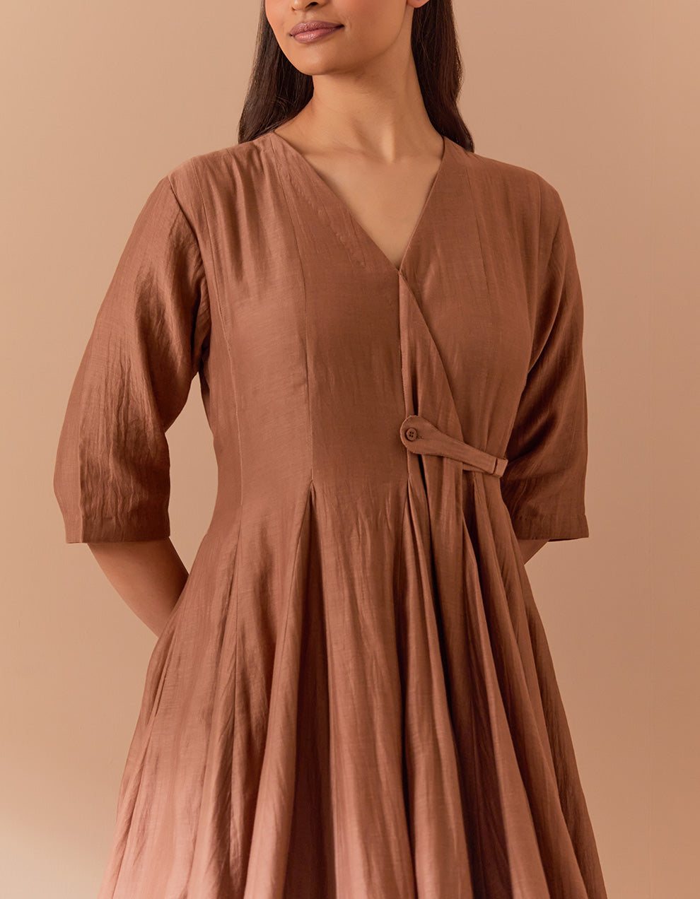 Brown soft chanderi dress