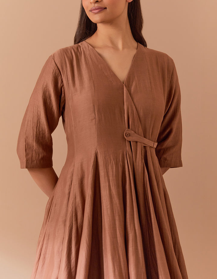 Brown soft chanderi dress