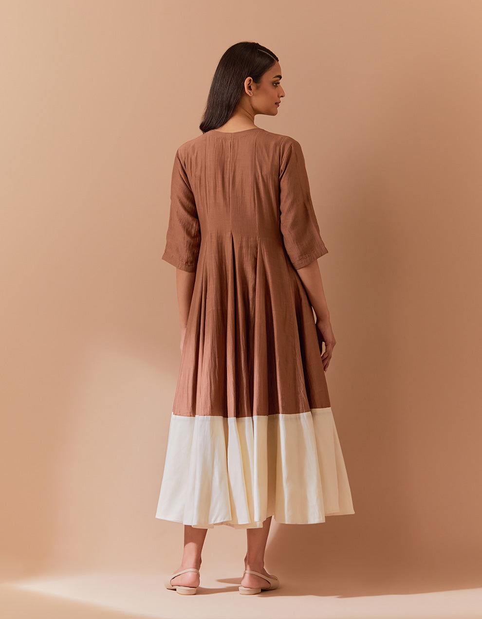 Brown soft chanderi dress