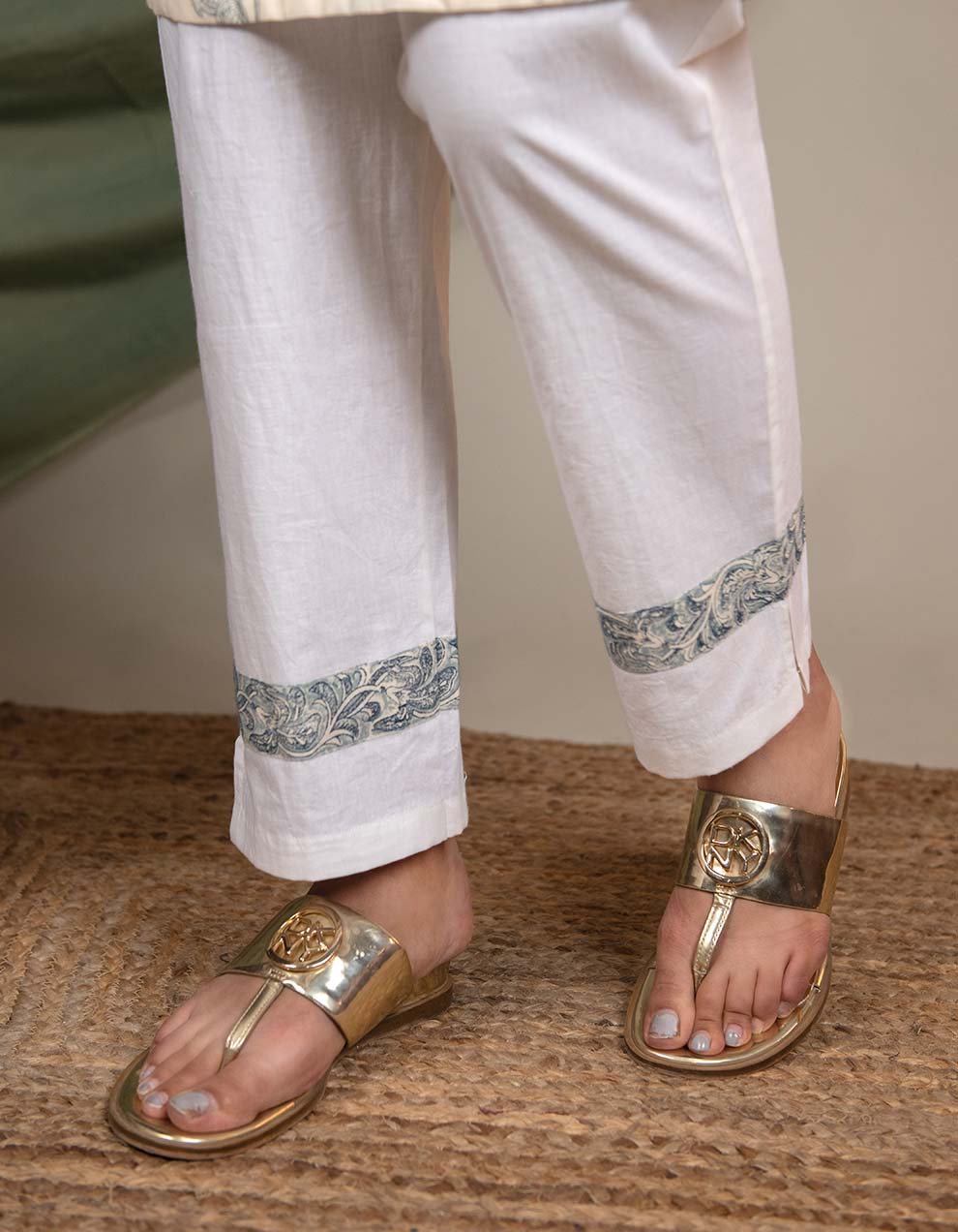 Blue Cotton Printed Kurta With Pants - Set Of 2