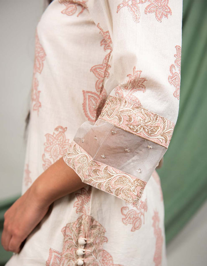 Brown Cotton Printed Kurta With Pants And Dupatta - Set Of 3