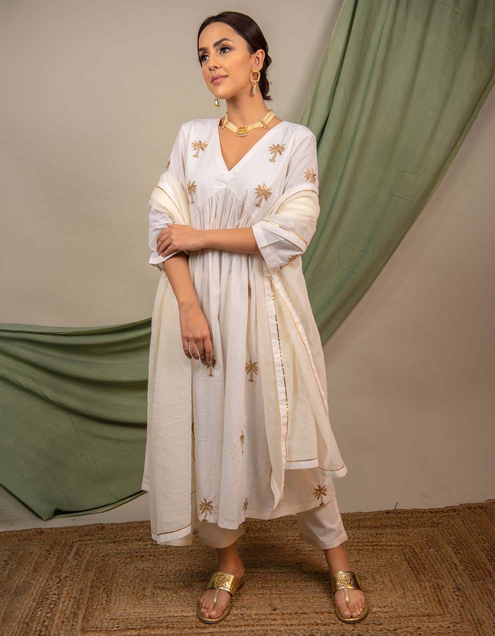 White kota cotton dupatta