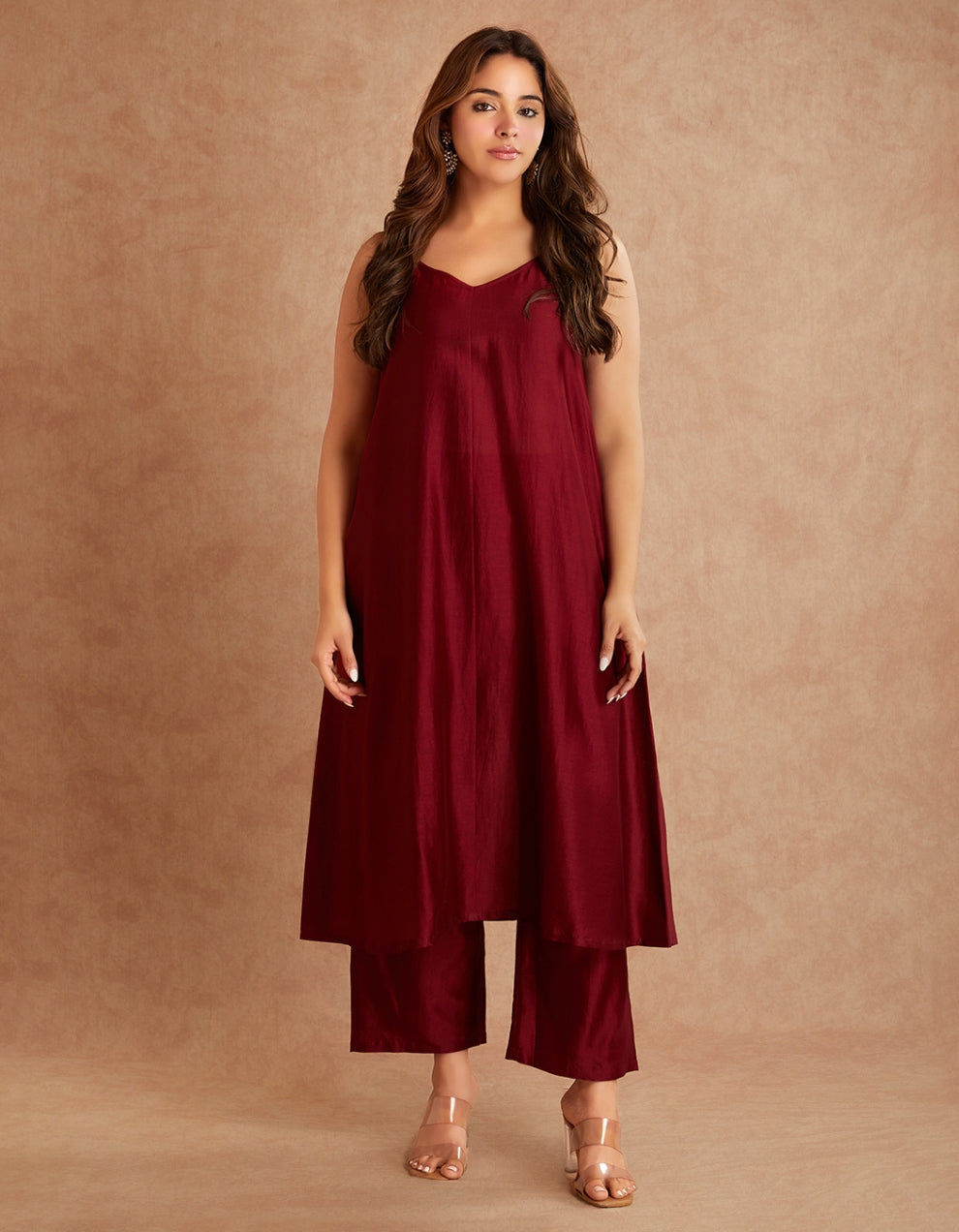 Red Hand Embroidered Overlay Jacket Set of 2