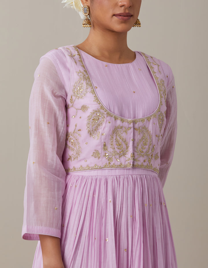 Light Pink embroidered soft chanderi kurta