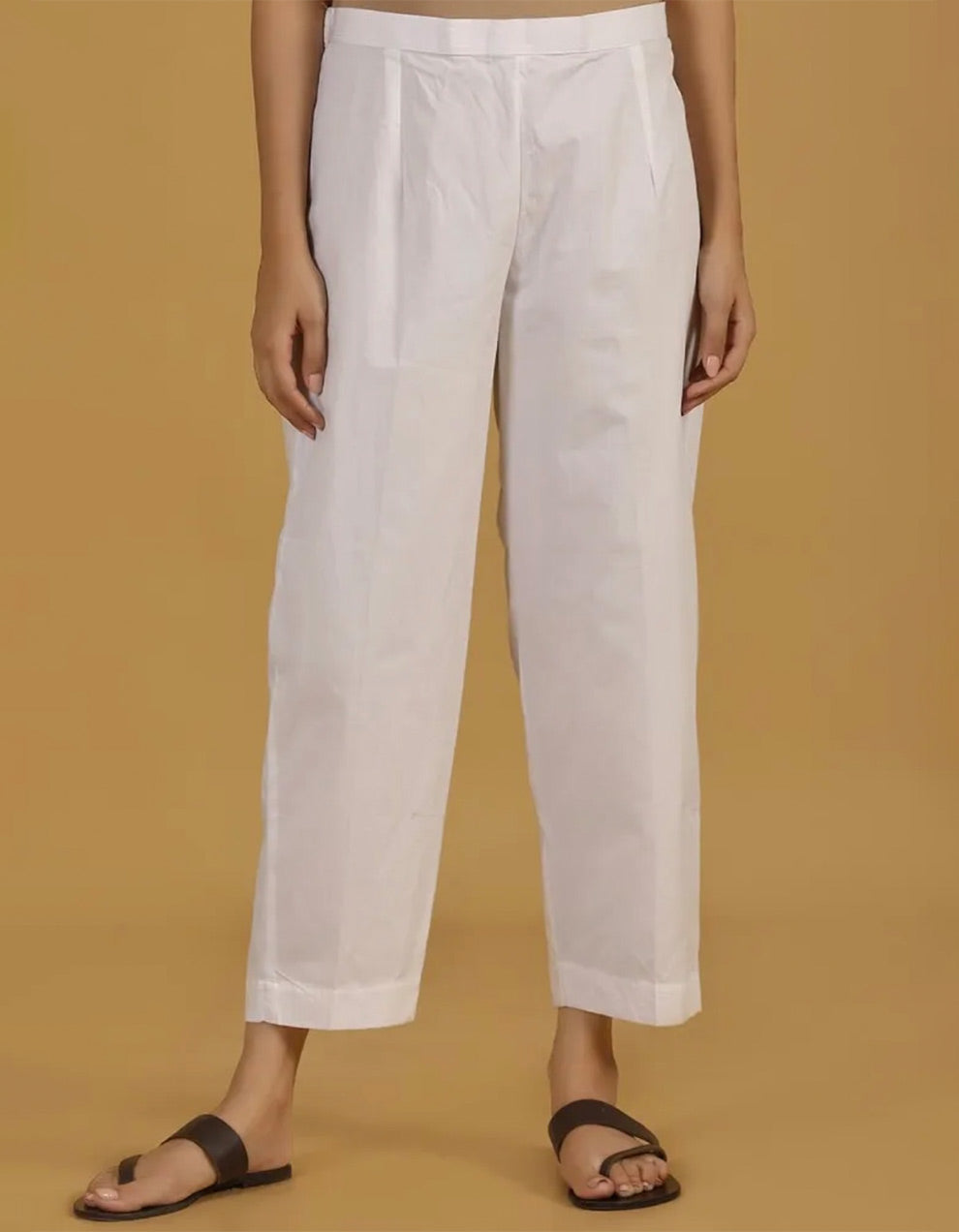 White cotton linen pant