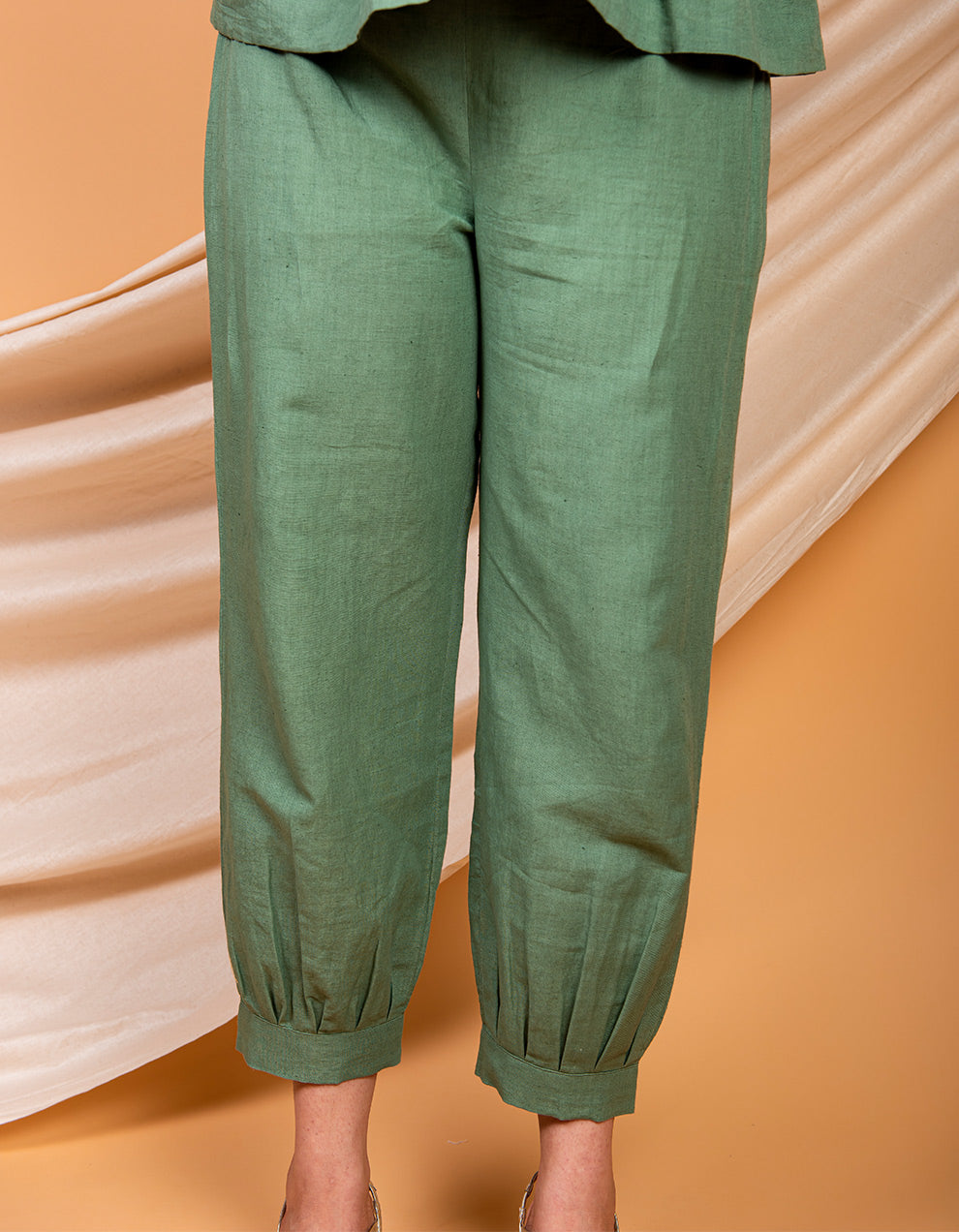 Green cotton linen Pants