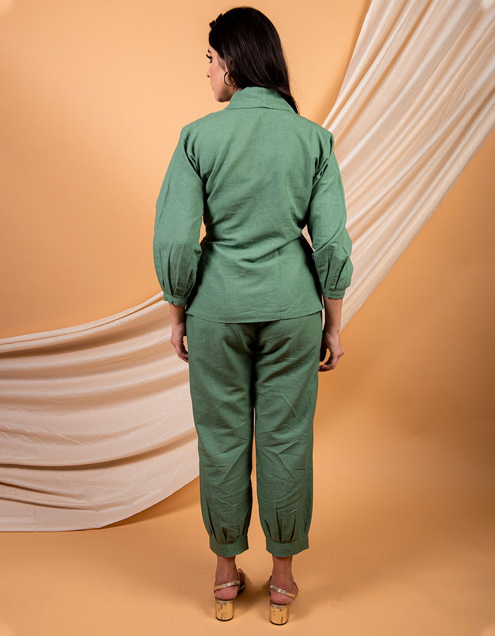 Green cotton linen Pants