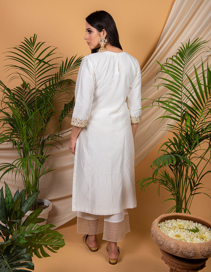 White  chanderi silk kurta