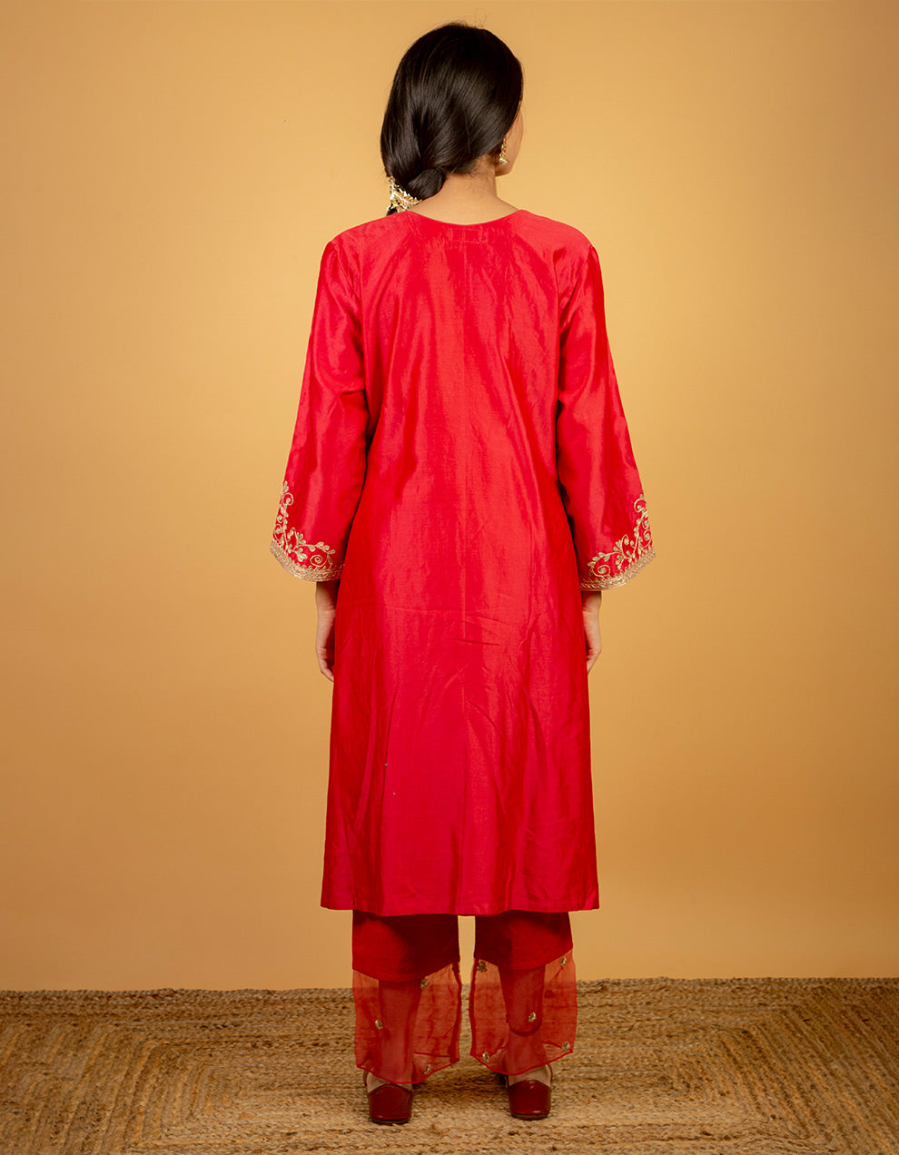 Rose pink chanderi silk kurta