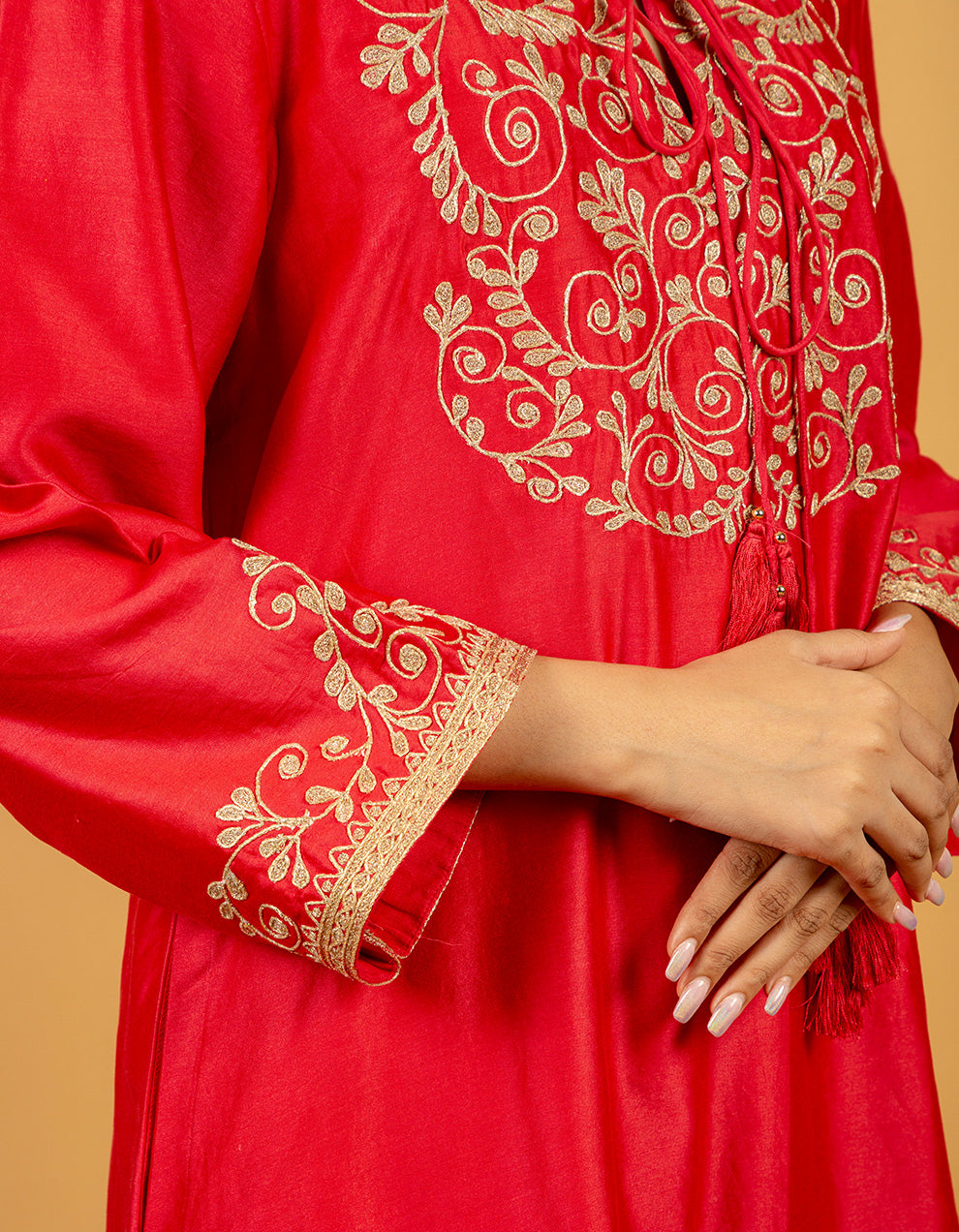 Rose pink chanderi silk kurta