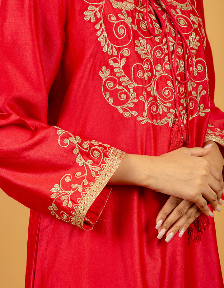 Rose pink chanderi silk kurta