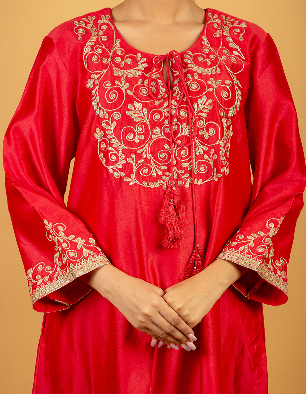 Rose pink chanderi silk kurta