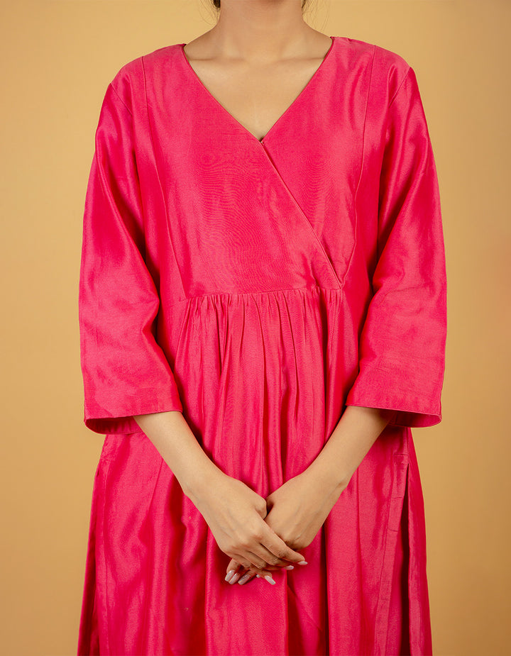 Pink chanderi silk kurta