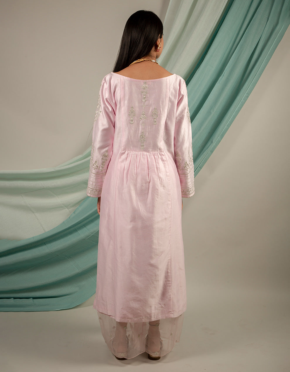 Light pink chanderi silk pants