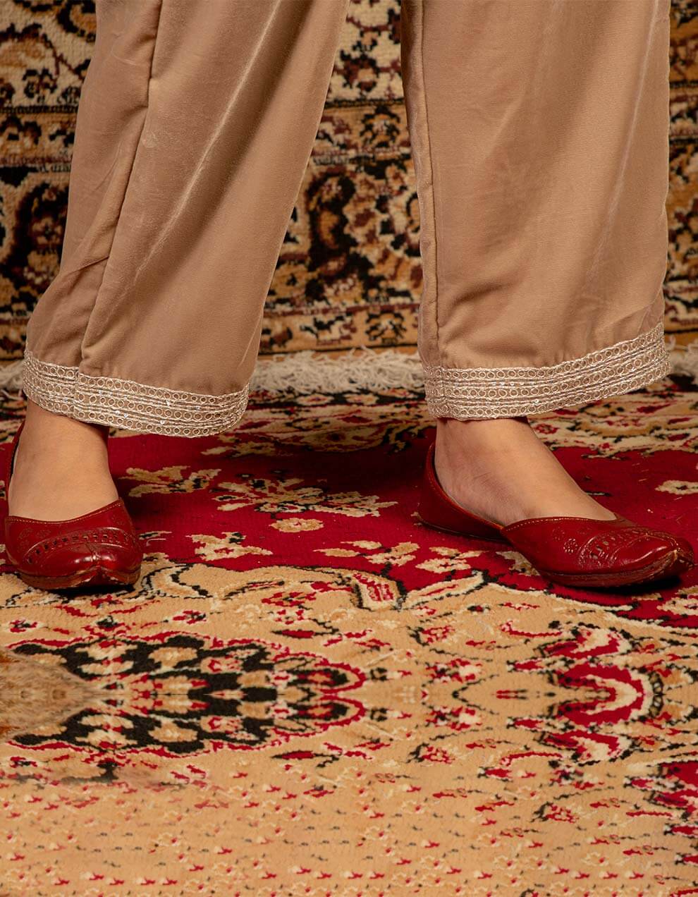 Light brown silk velvet  pants