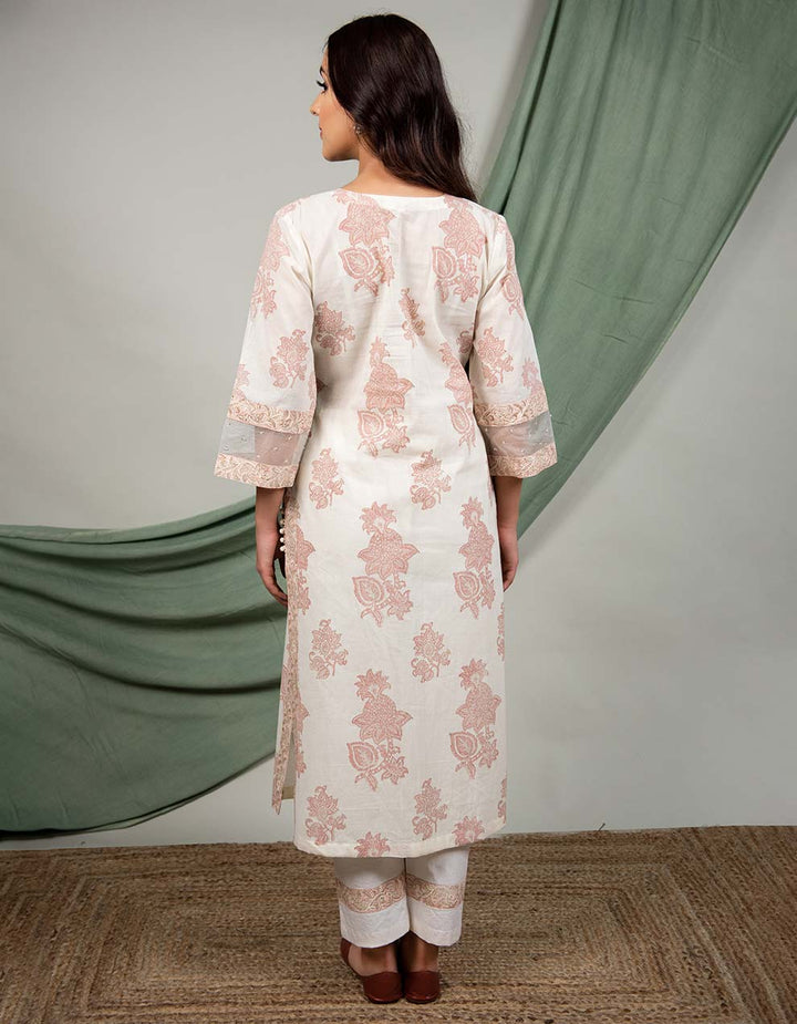 Kora Brown Cotton Printed Kurta