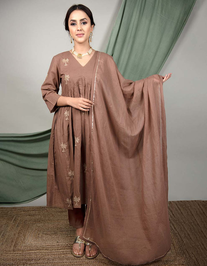 Brown kota cotton dupatta