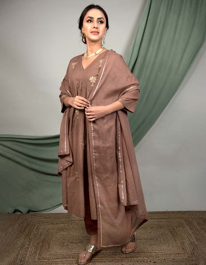 Brown kota cotton dupatta