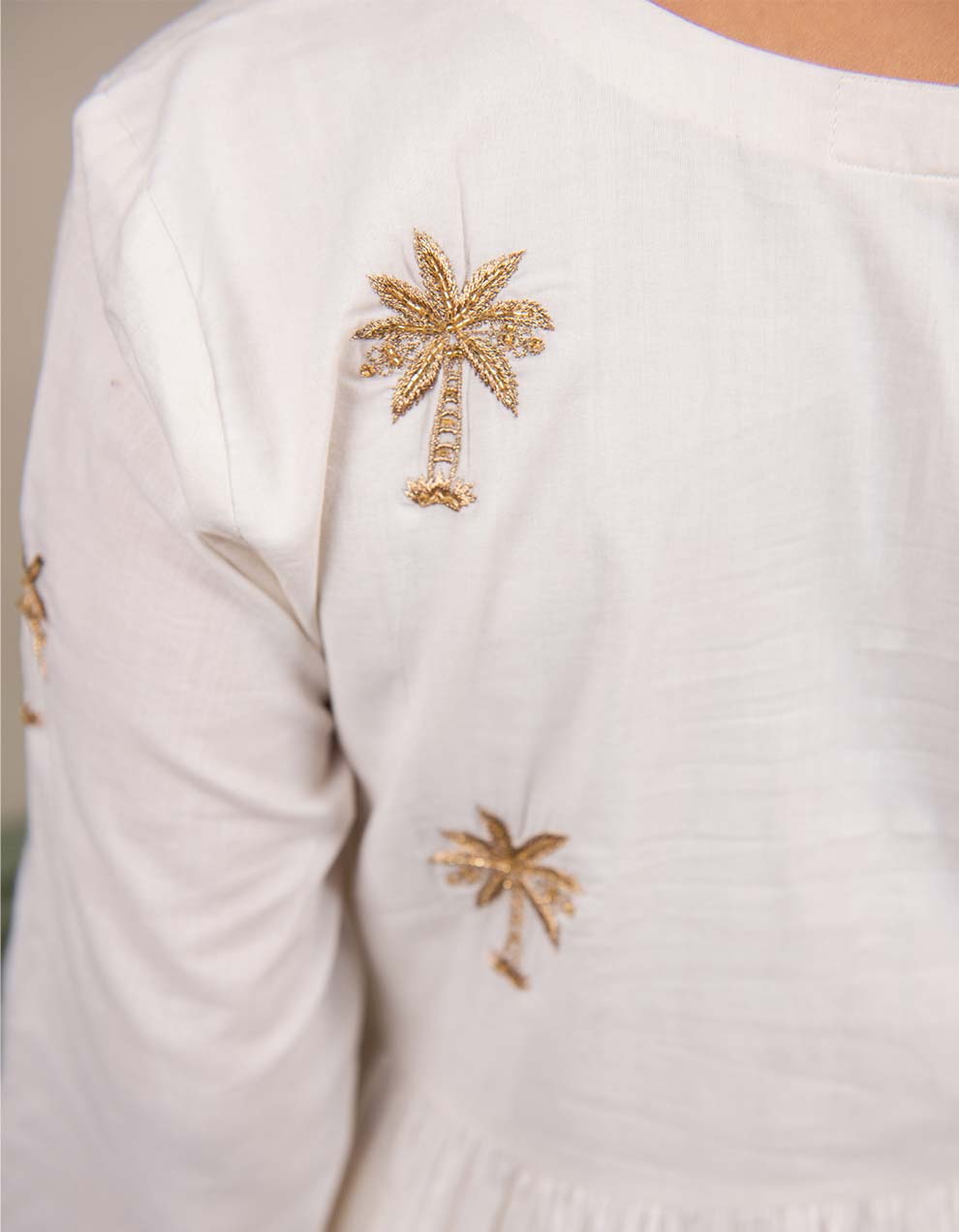 White hand embroidered  cotton kurta