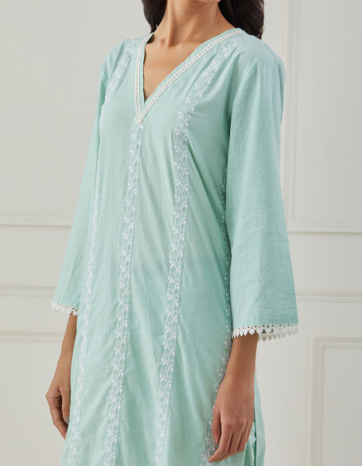 Green embroidery kurta