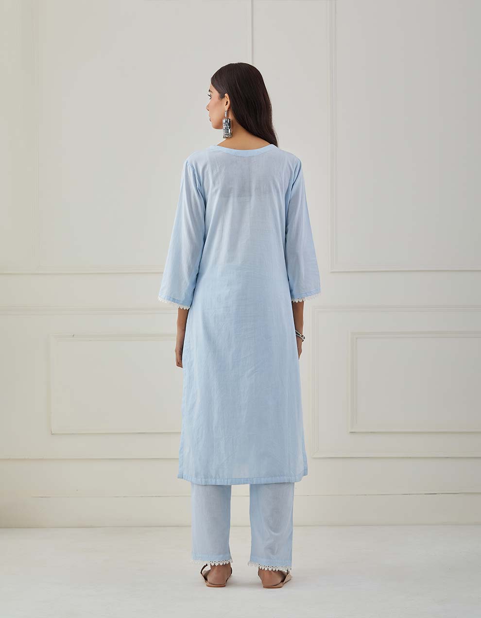 Powder blue embroidery kurta