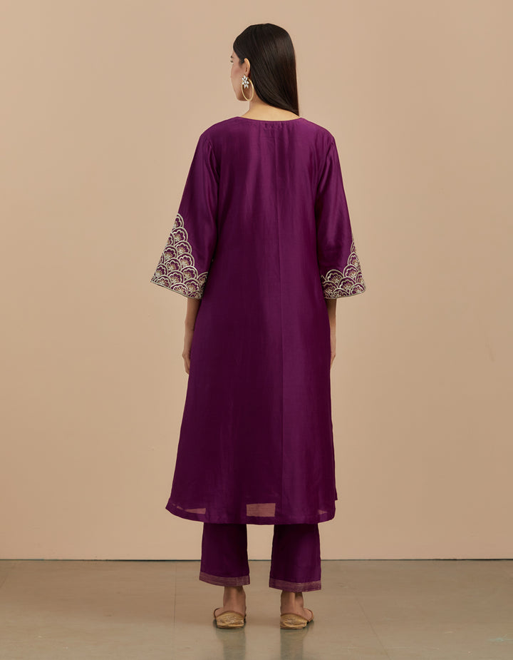 Purple chanderi silk pants