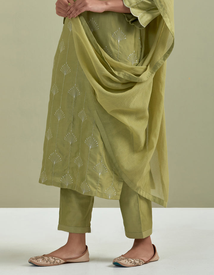 Green kota cotton dupatta