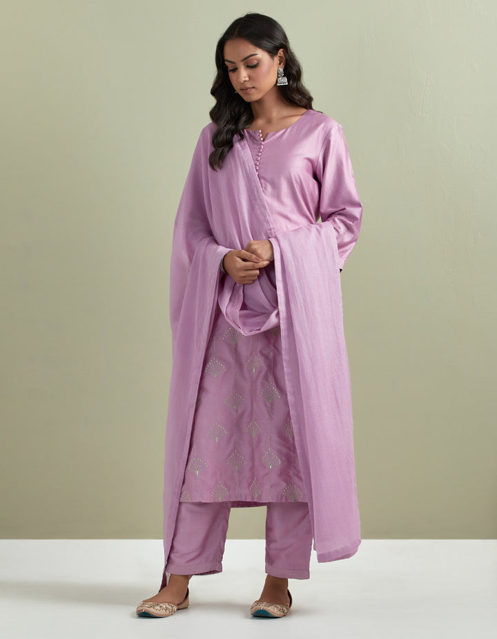 Purple chanderi silk pants