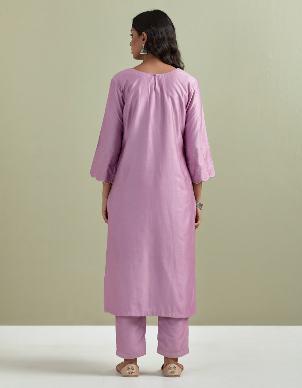 Purple embroidered chanderi silk kurta