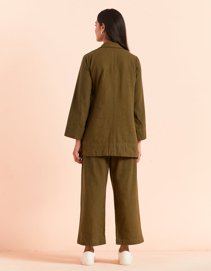 Olive twill cotton pant