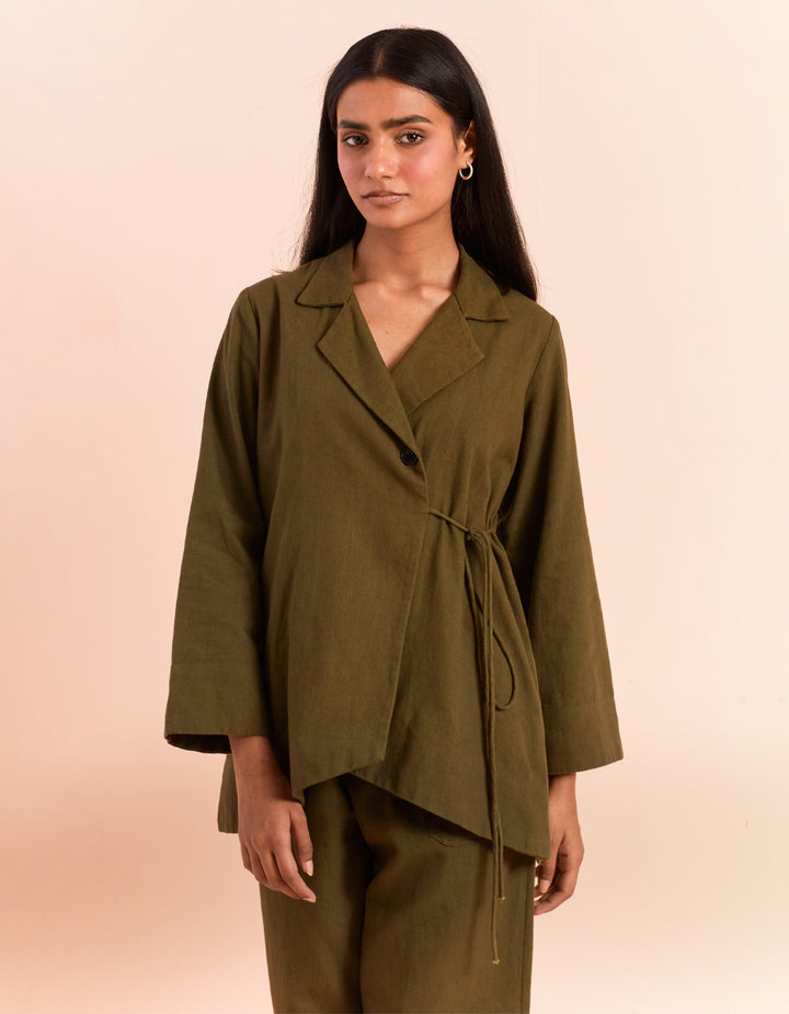 Olive twill cotton top