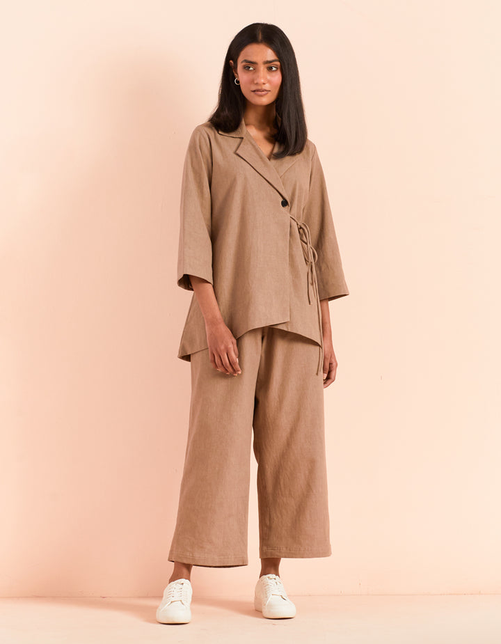 Beige twill cotton pant