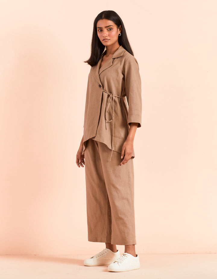 Beige twill cotton pant