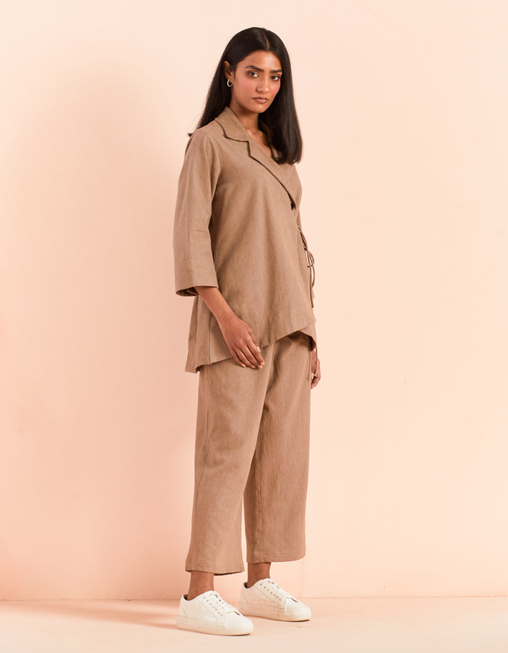 Beige twill cotton pant