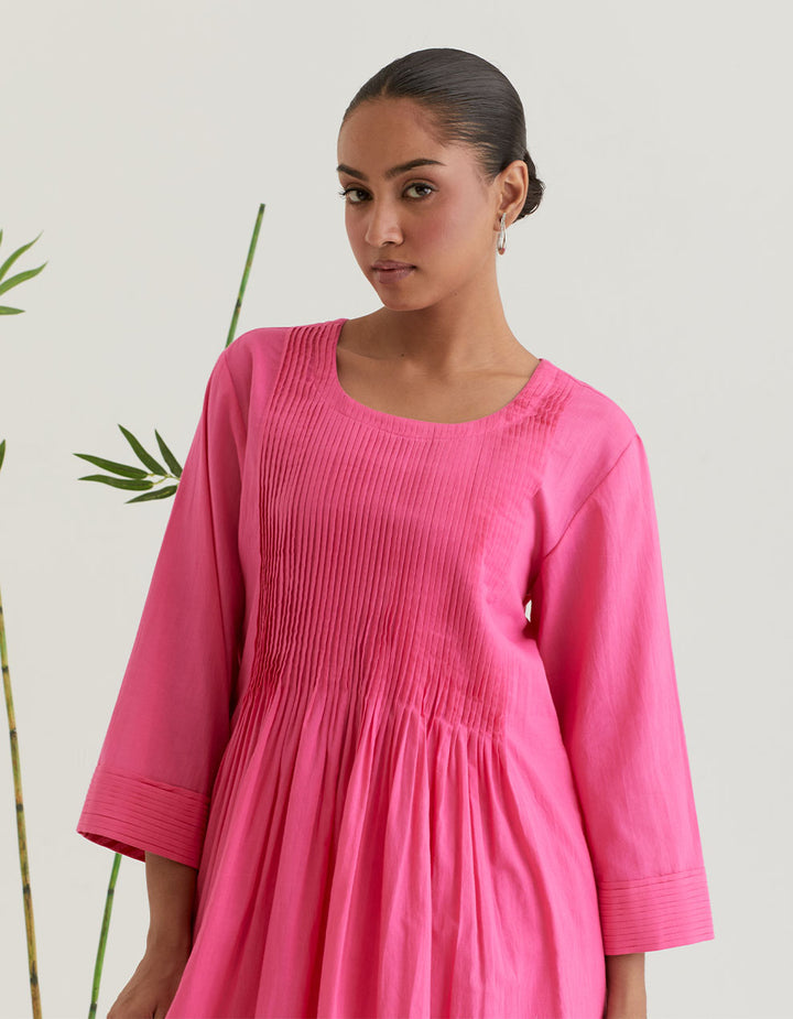 Pink pintuck cotton kurta