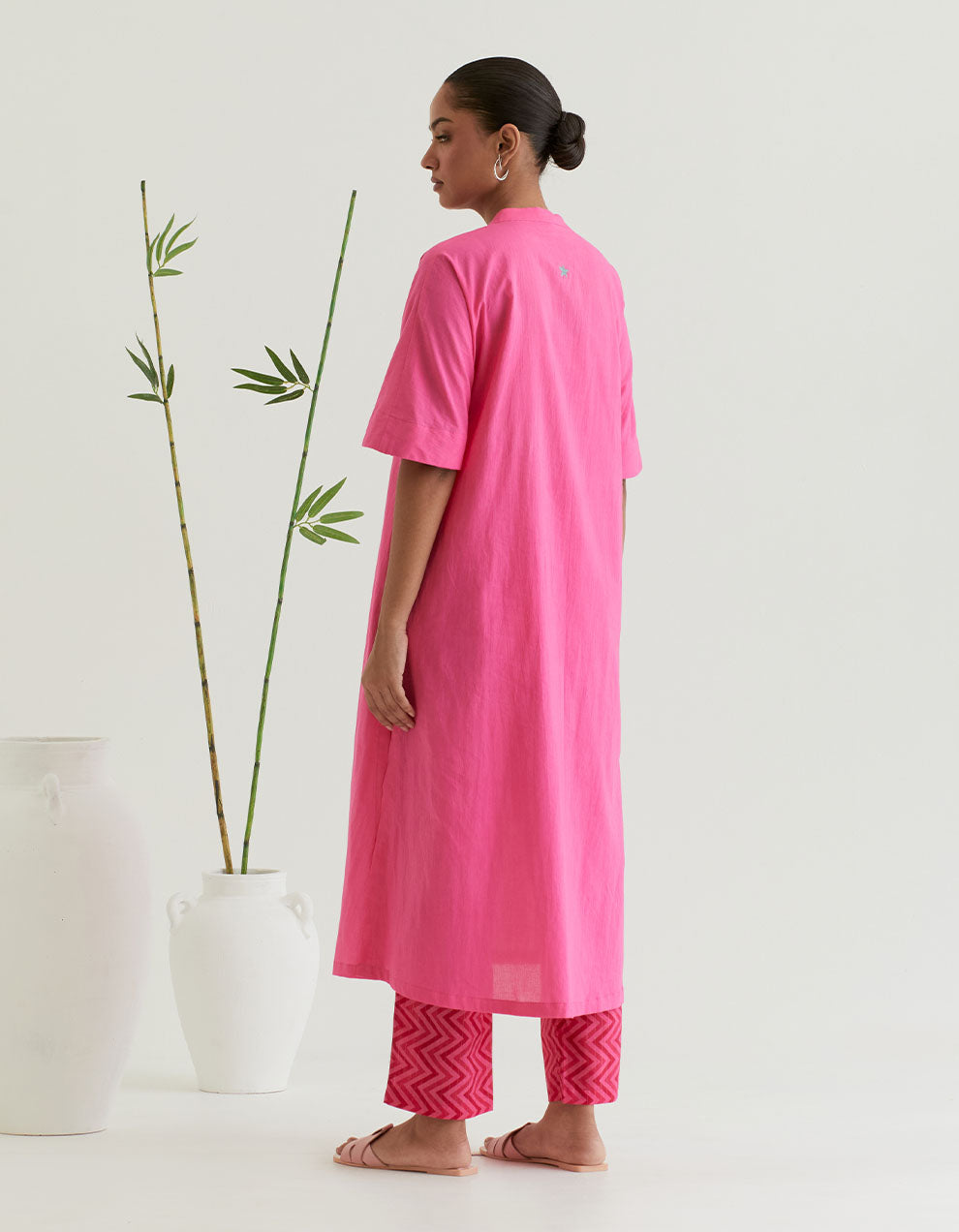 Pink cotton kurta with pants - Set of 2