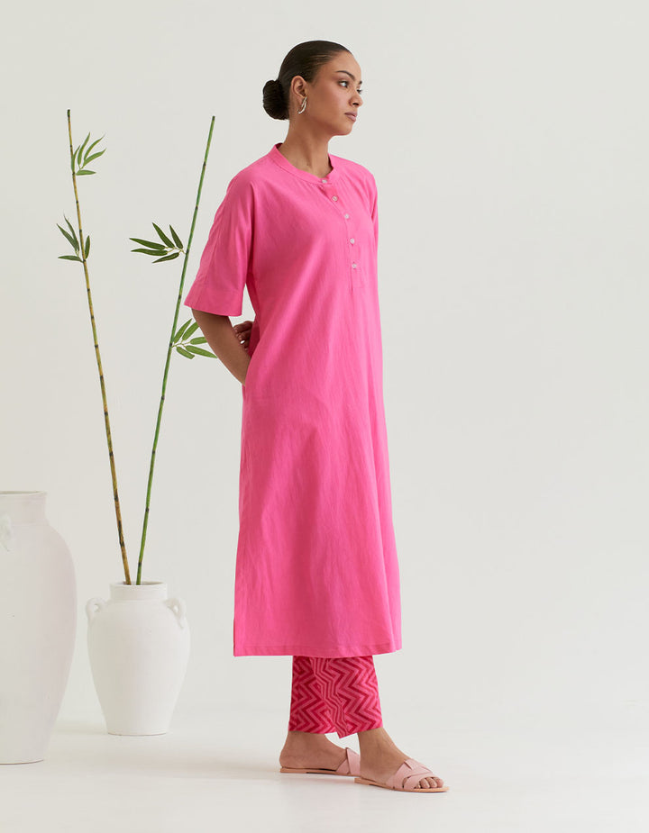 Pink cotton kurta with pants - Set of 2