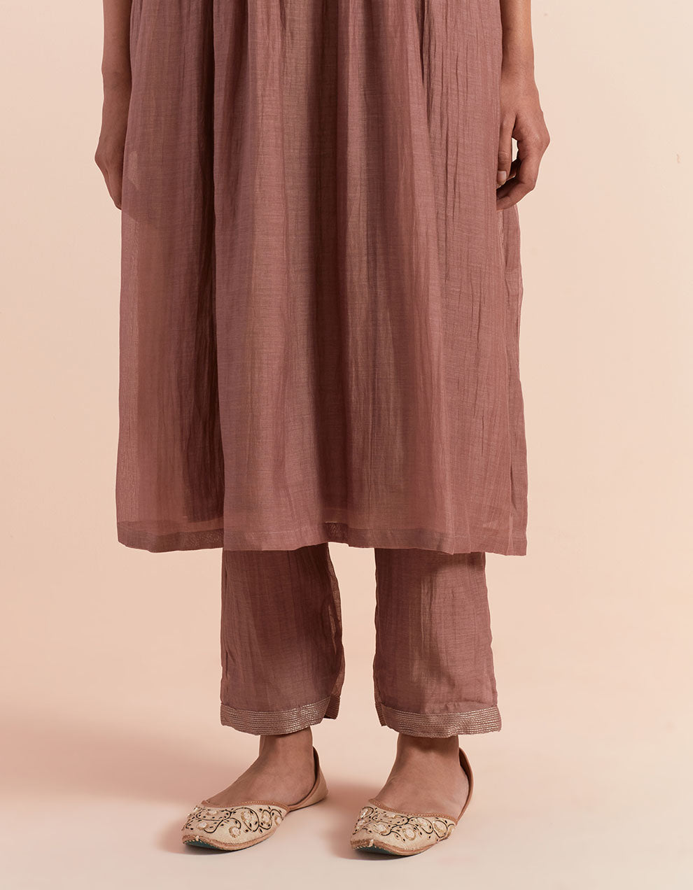 Brown soft chanderi pant