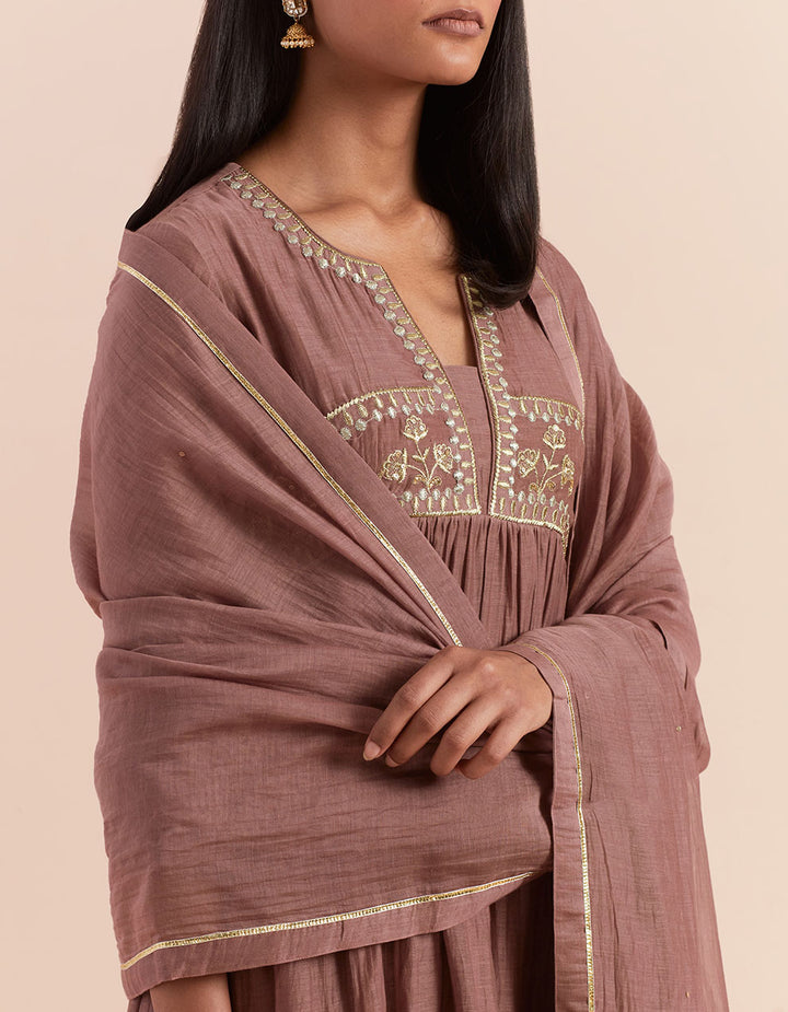 Brown soft chanderi dupatta