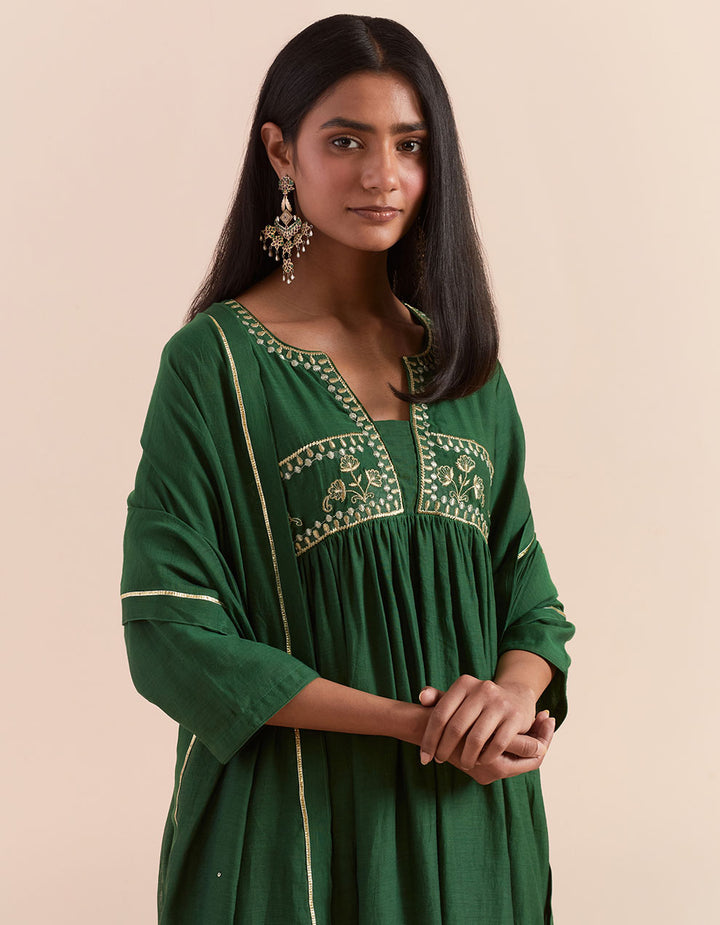 Green soft chanderi dupatta