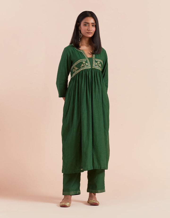 Green soft chanderi pant