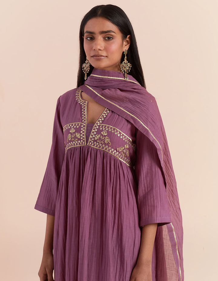 Purple soft chanderi dupatta