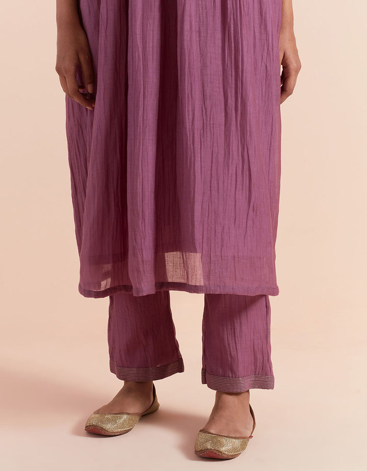 Purple soft chanderi pant